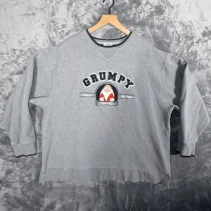 Disney Grumpy Sweatshirt Mens XXL Pullover Gray Vintage Snow White Dwarf